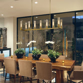 Beau 9 Light Linear Chandelier Rubbed Brass