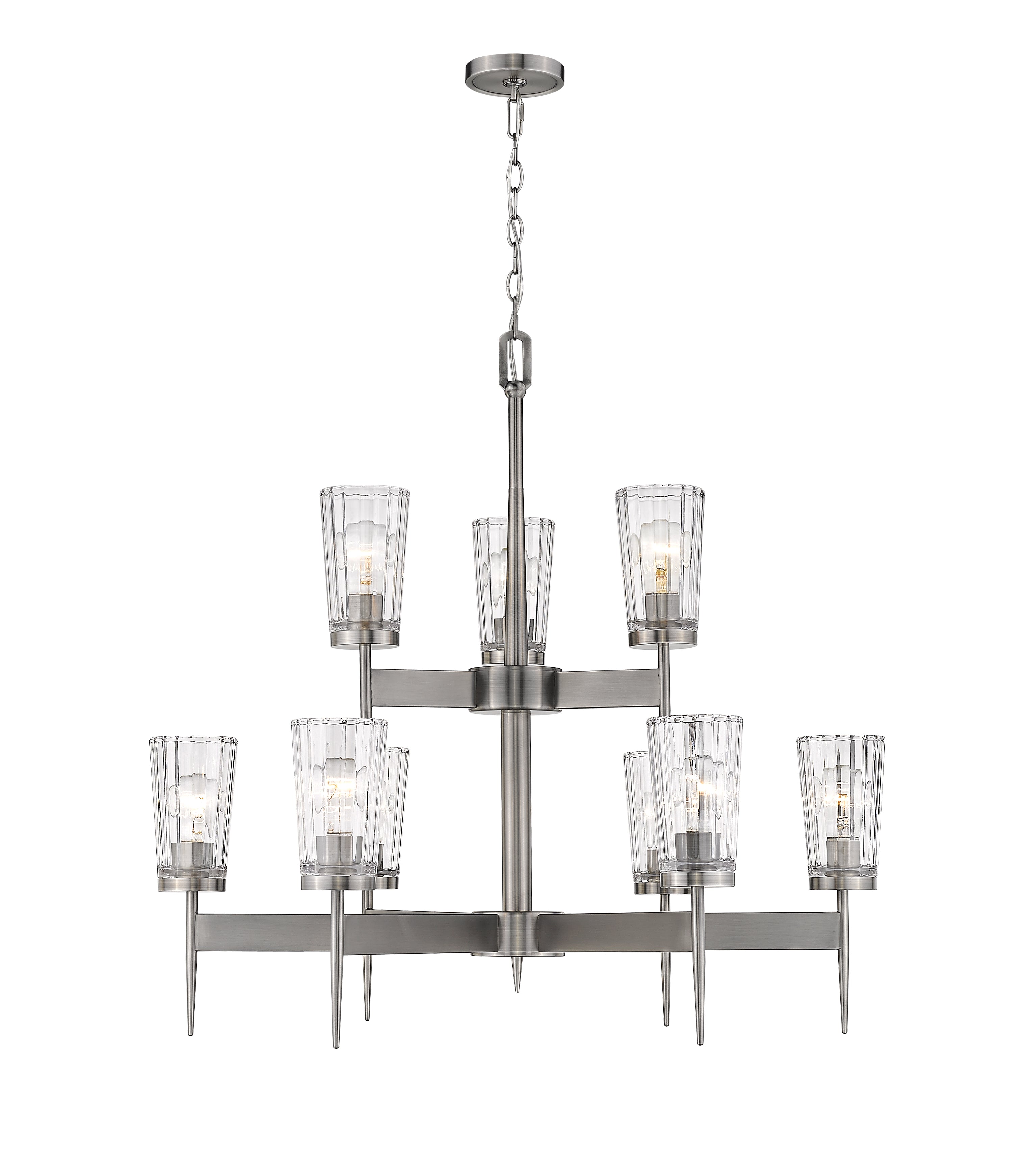 Flair 9 Light Chandelier Antique Nickel