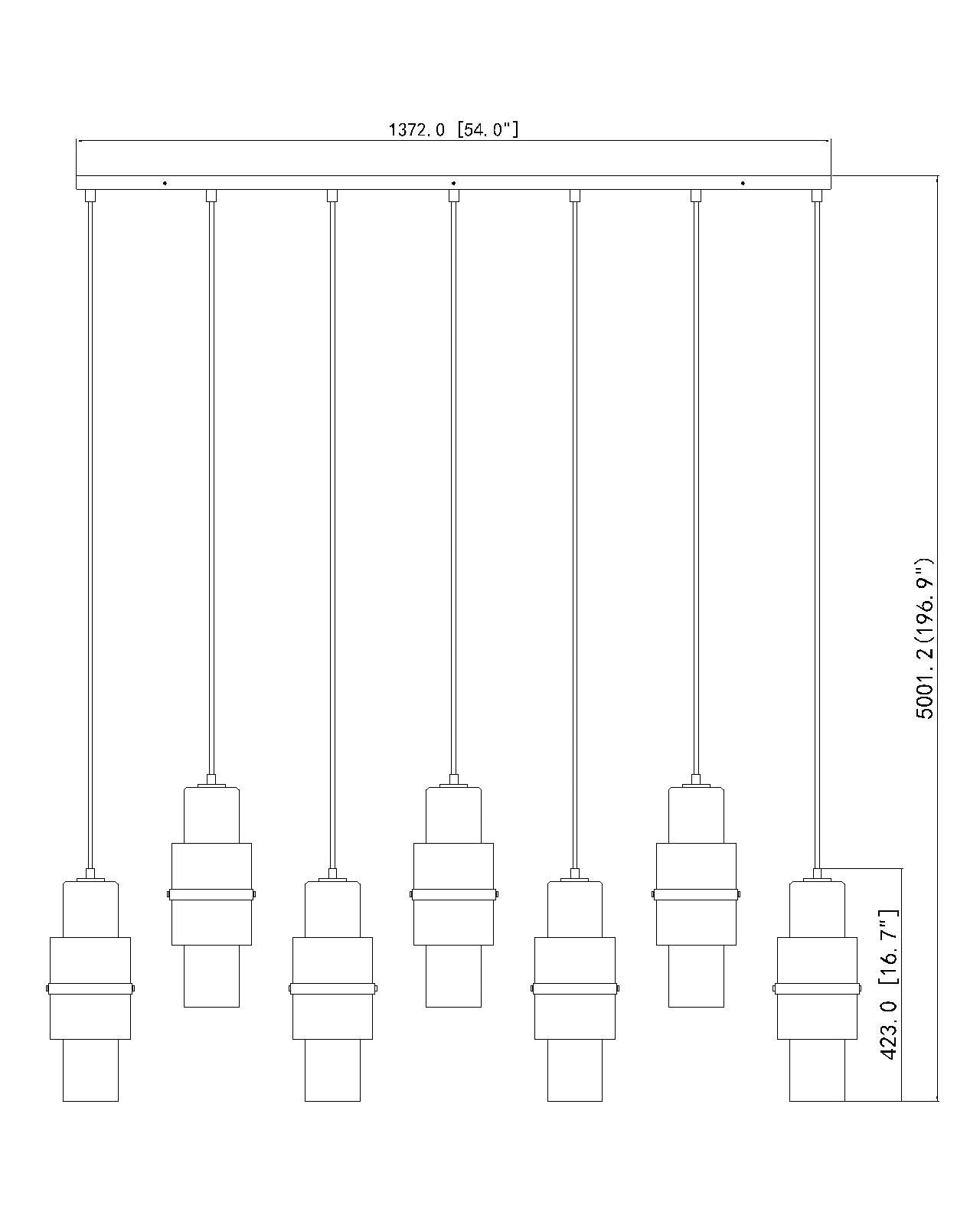 Cayden 7 Light Linear Chandelier Matte Black