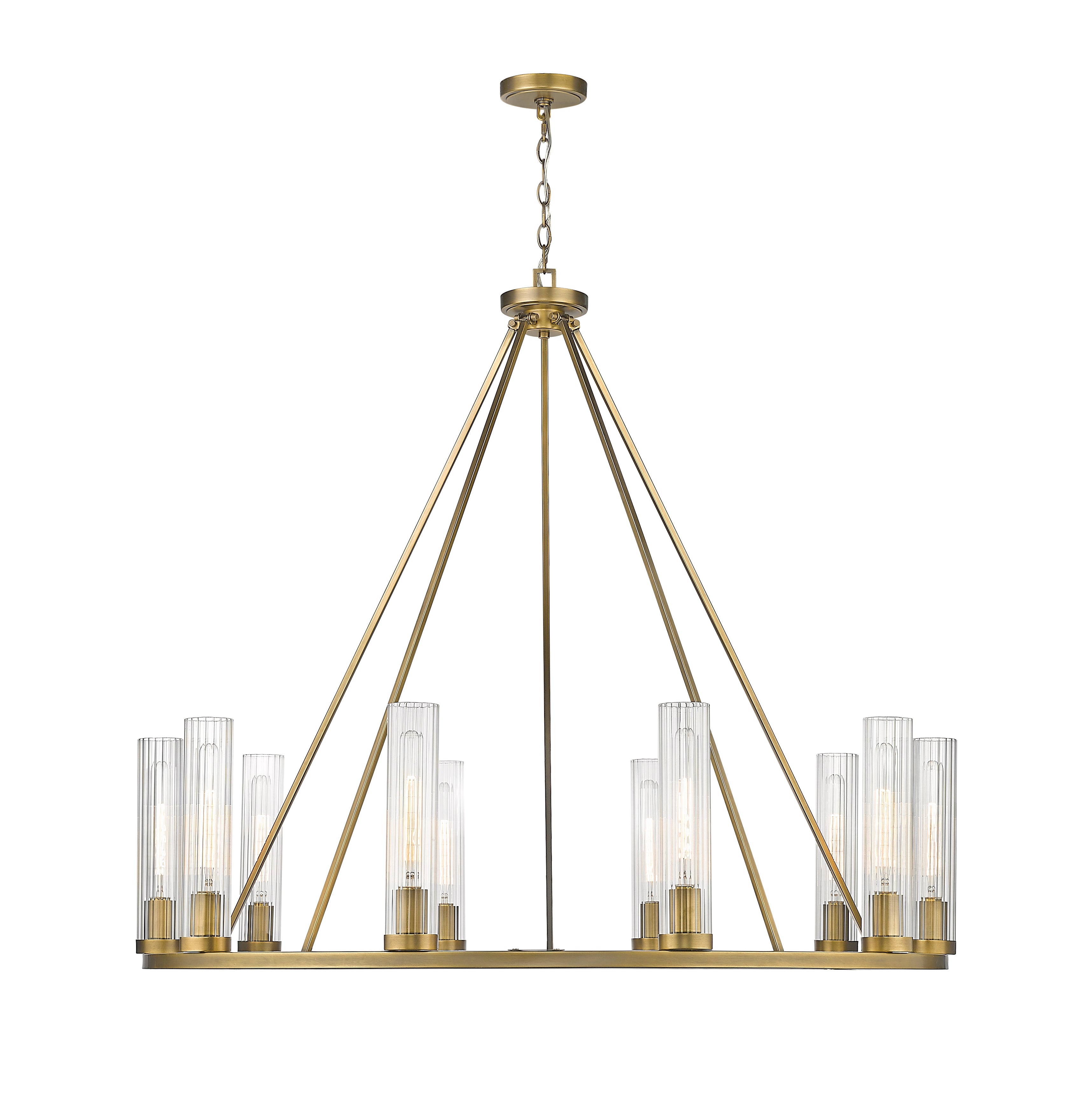 Beau 10 Light Chandelier Rubbed Brass