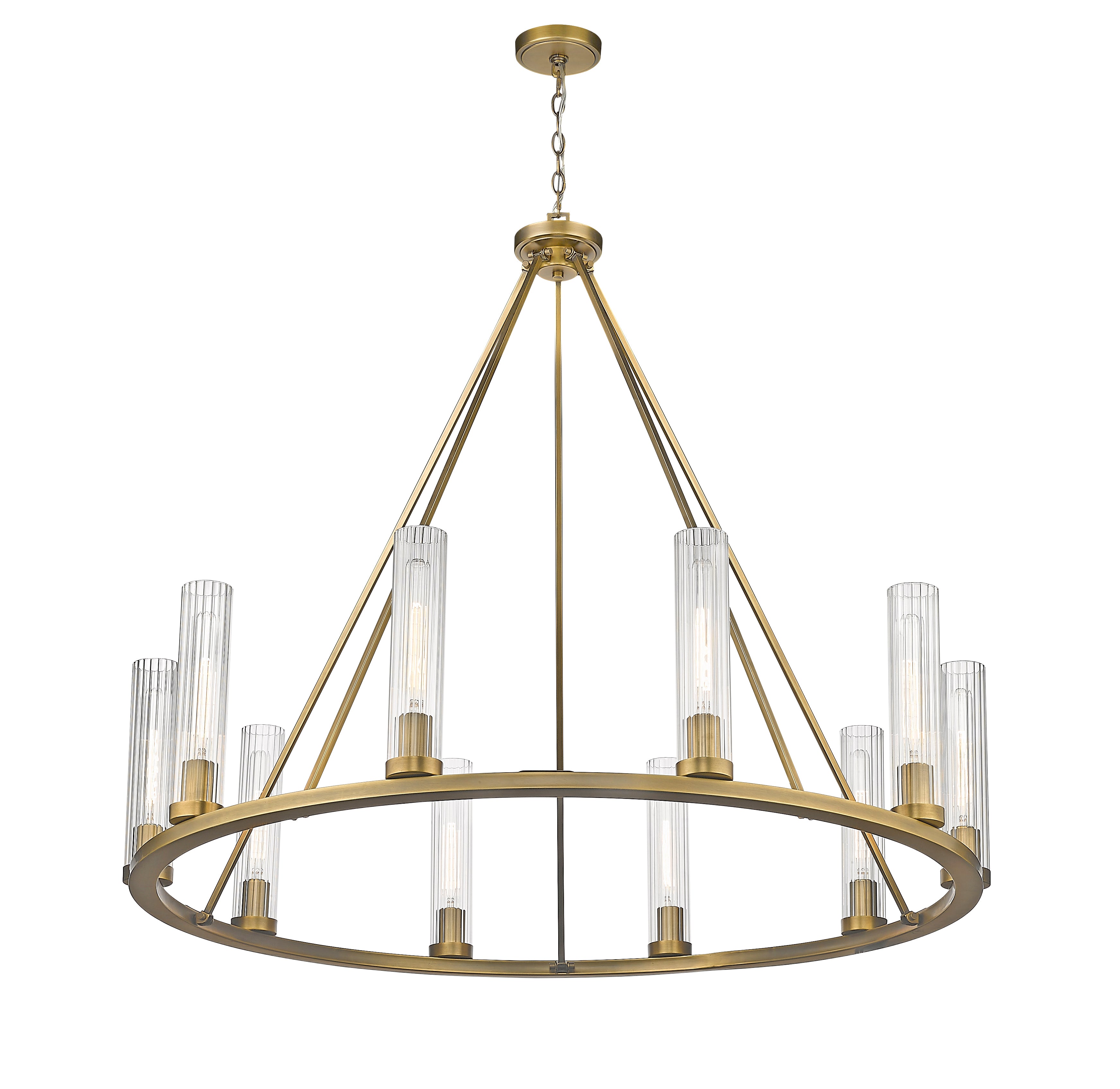Beau 10 Light Chandelier Rubbed Brass