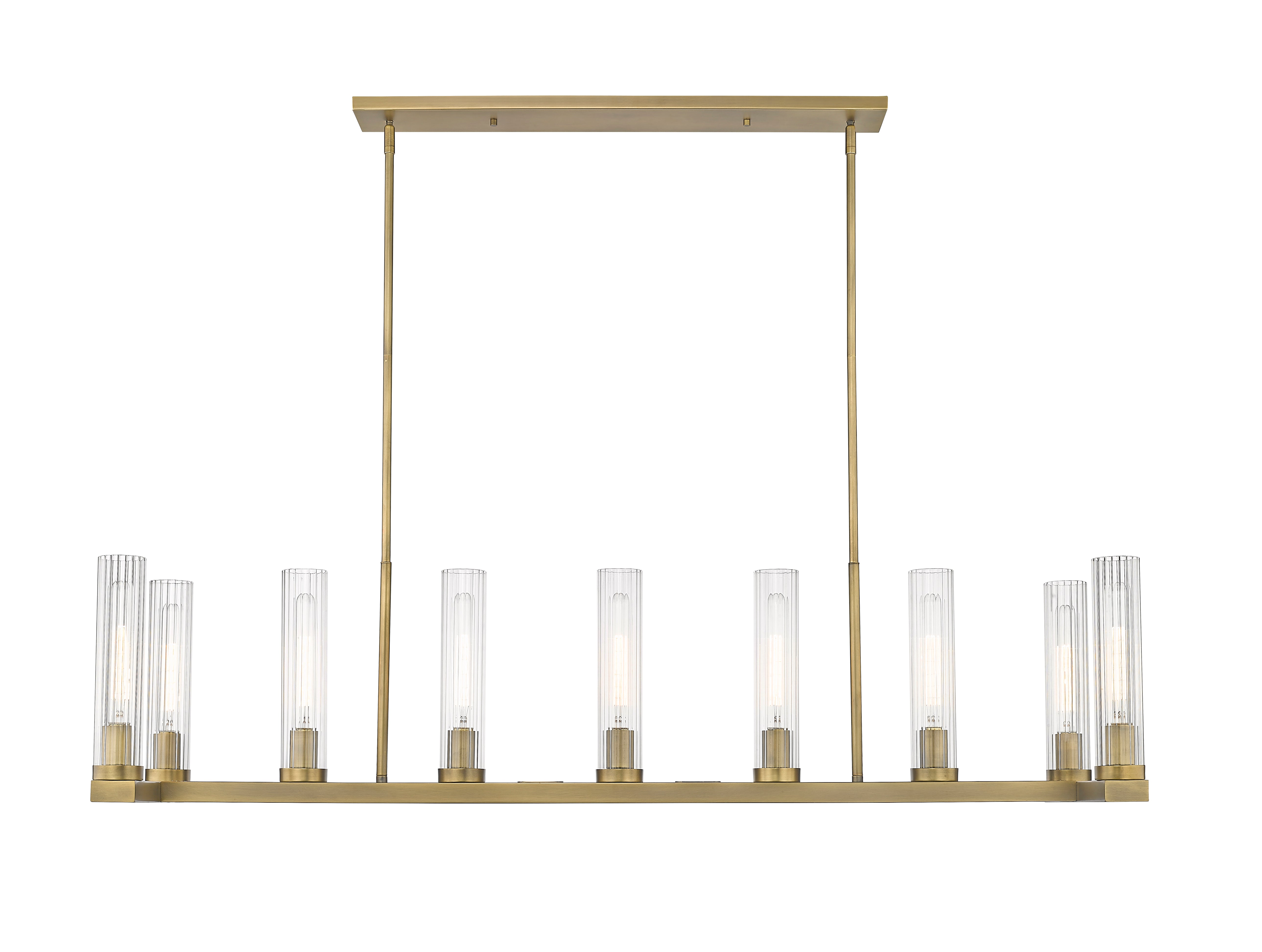 Beau 9 Light Linear Chandelier Rubbed Brass