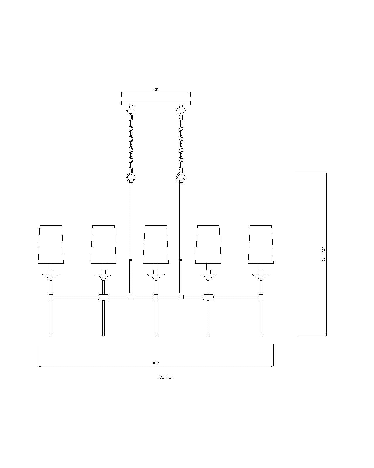 Emily 5 Light Linear Chandelier Polished Nickel