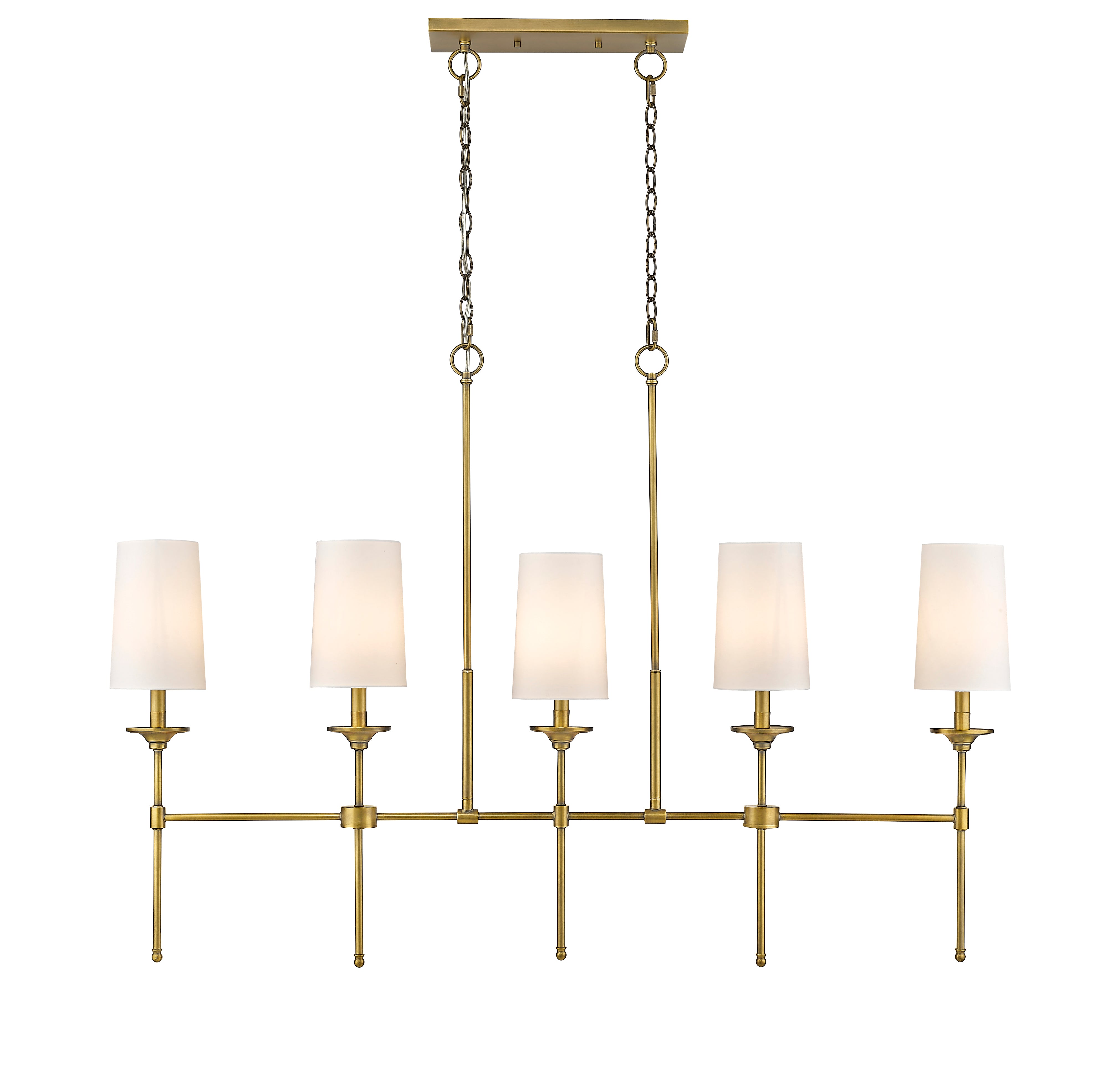 Emily 5 Light Linear Chandelier Rubbed Brass