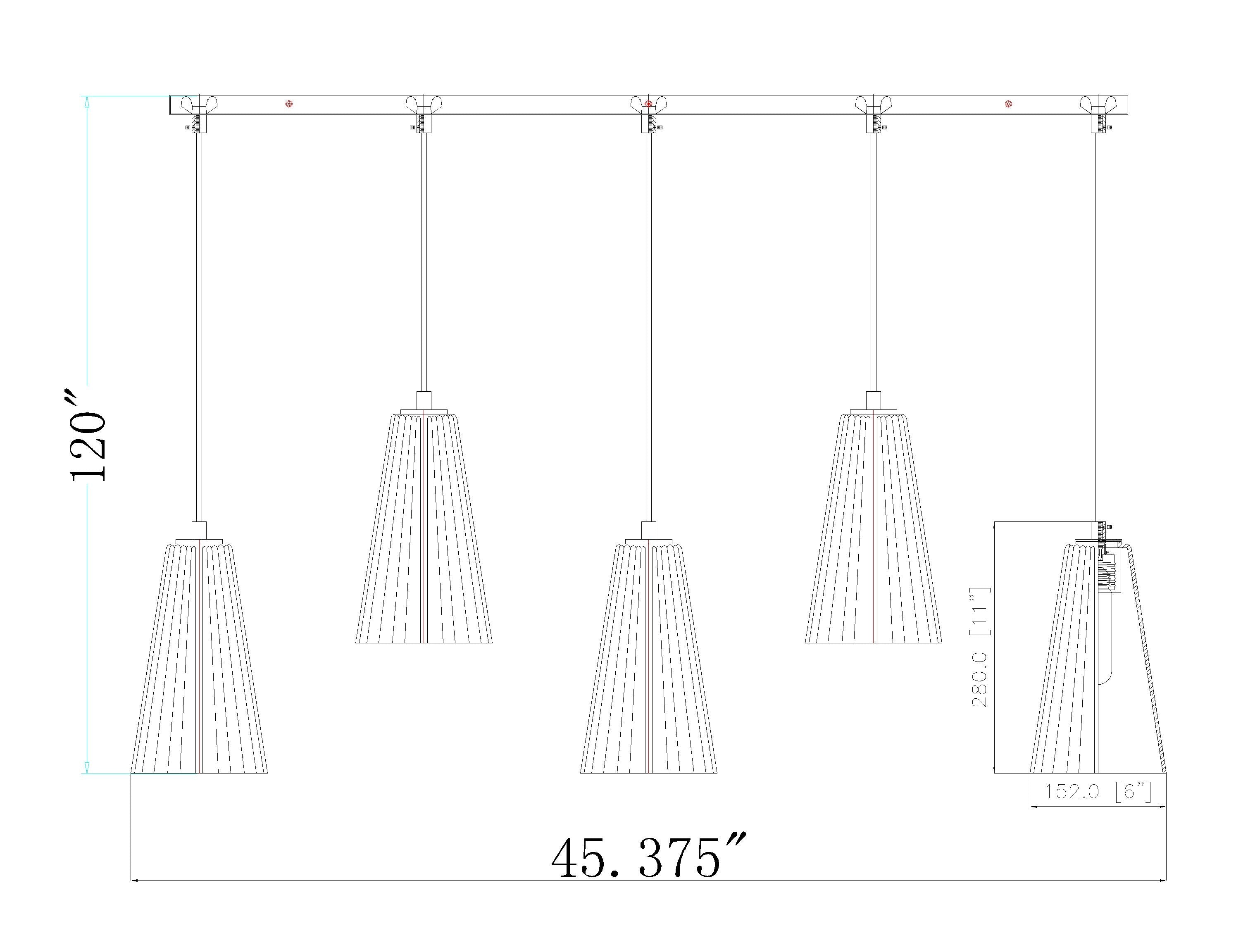 Farrell 5 Light Linear Chandelier Modern Gold