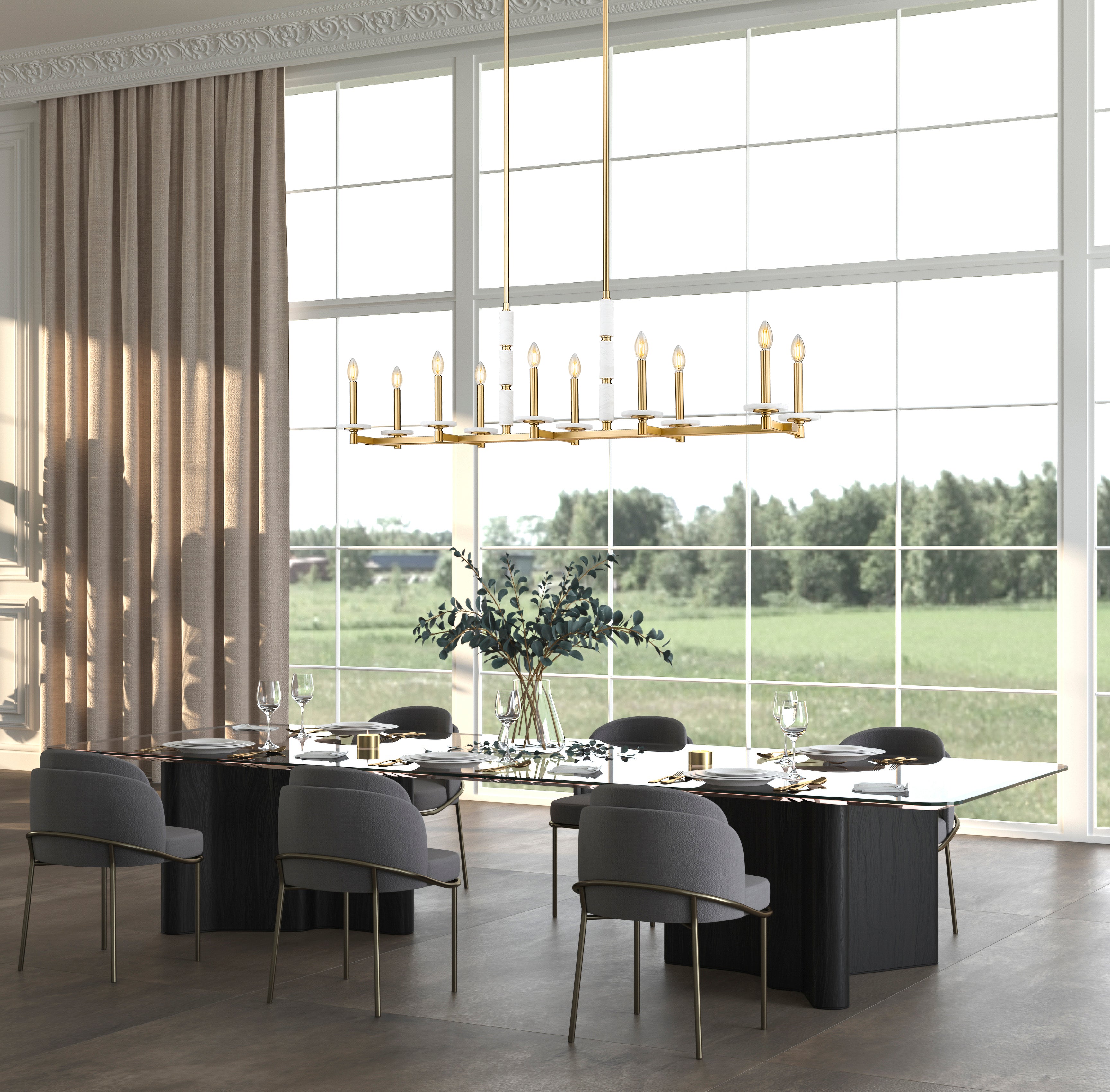 Kaden 10 Light Linear Chandelier Modern Gold