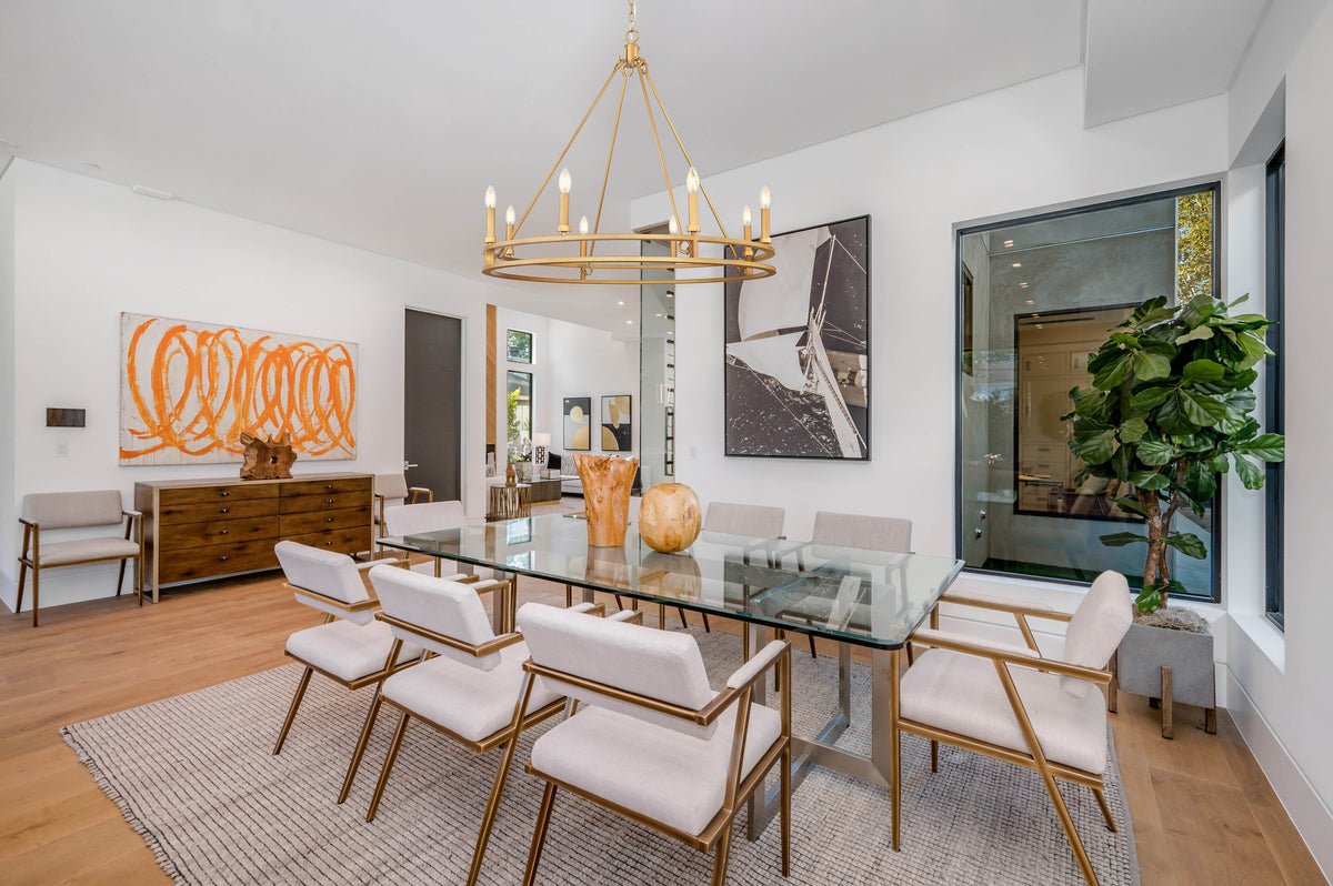 Dennison 8 Light Chandelier Signature Brass