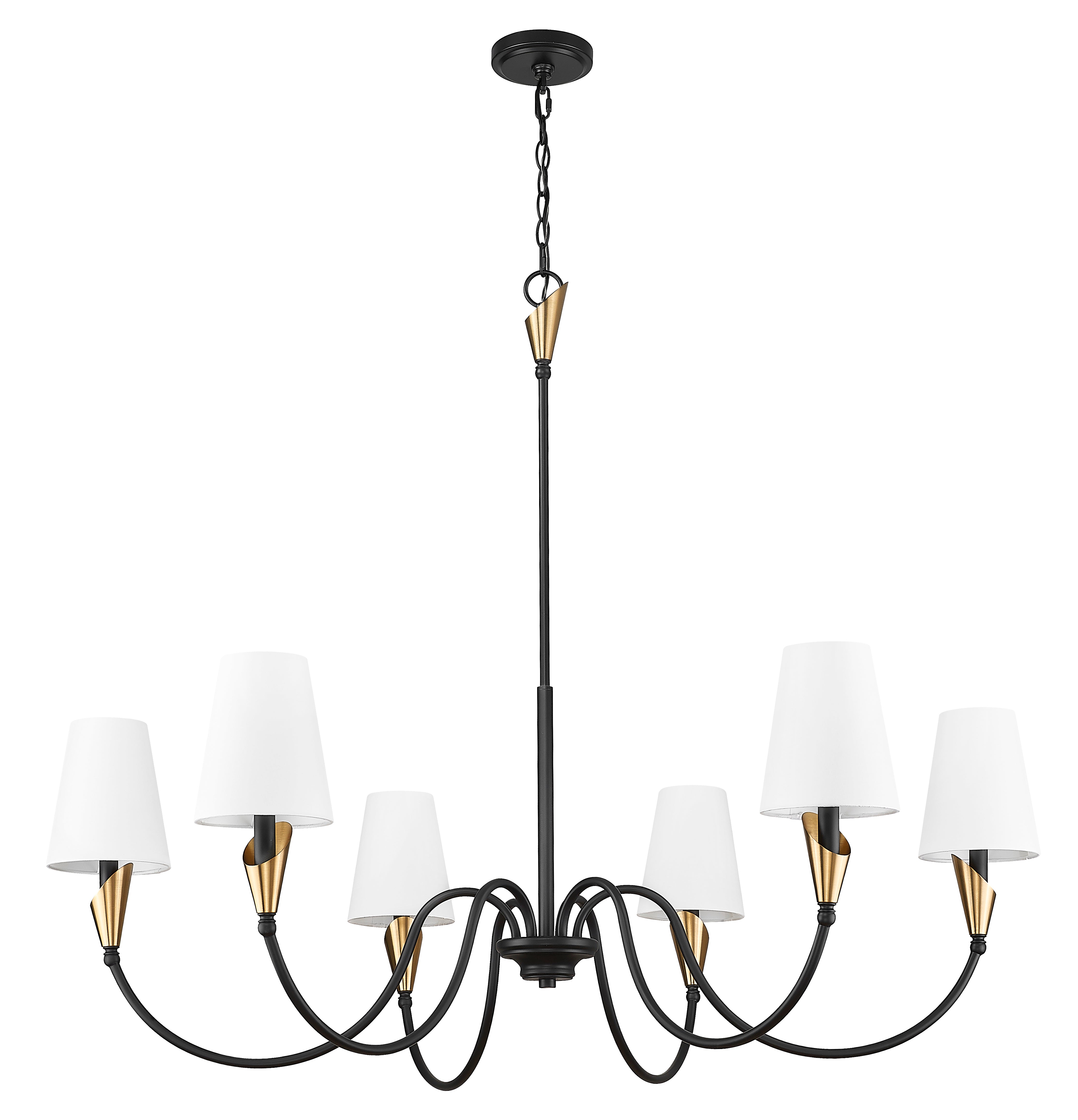 Claudelle 6 Light Chandelier Matte Black + Modern Gold