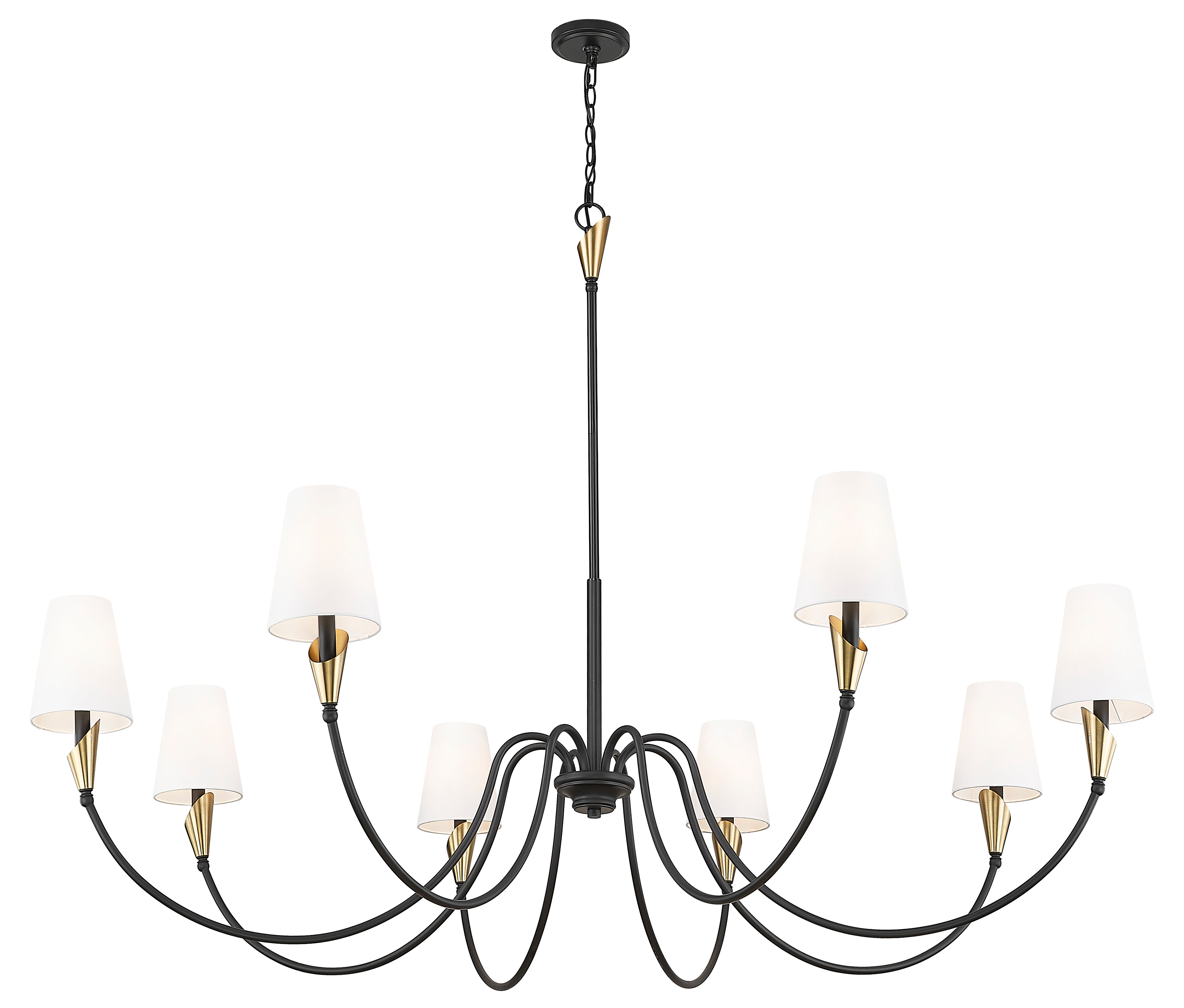 Claudelle 8 Light Chandelier Matte Black + Modern Gold