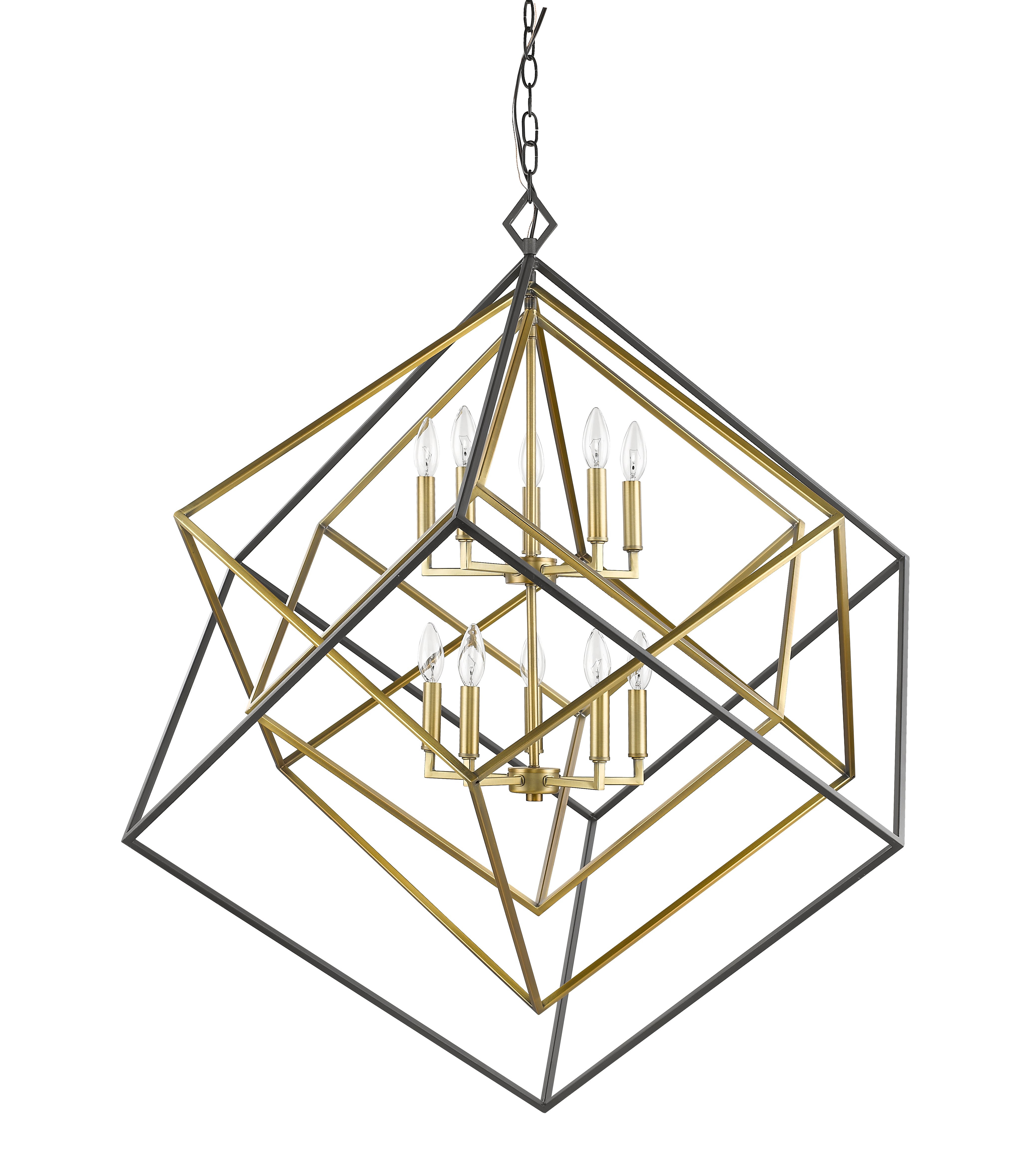 Euclid 10 Light Chandelier Olde Brass + Bronze