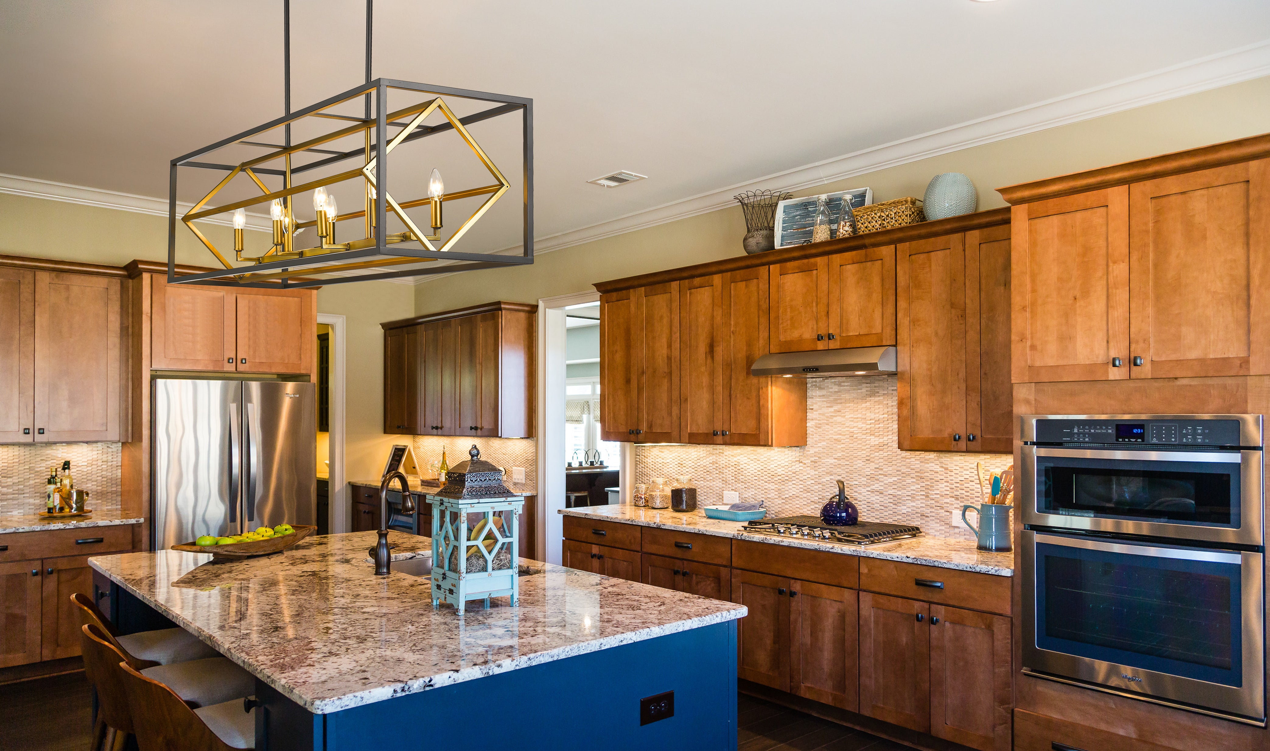 Euclid 8 Light Linear Chandelier Olde Brass + Bronze