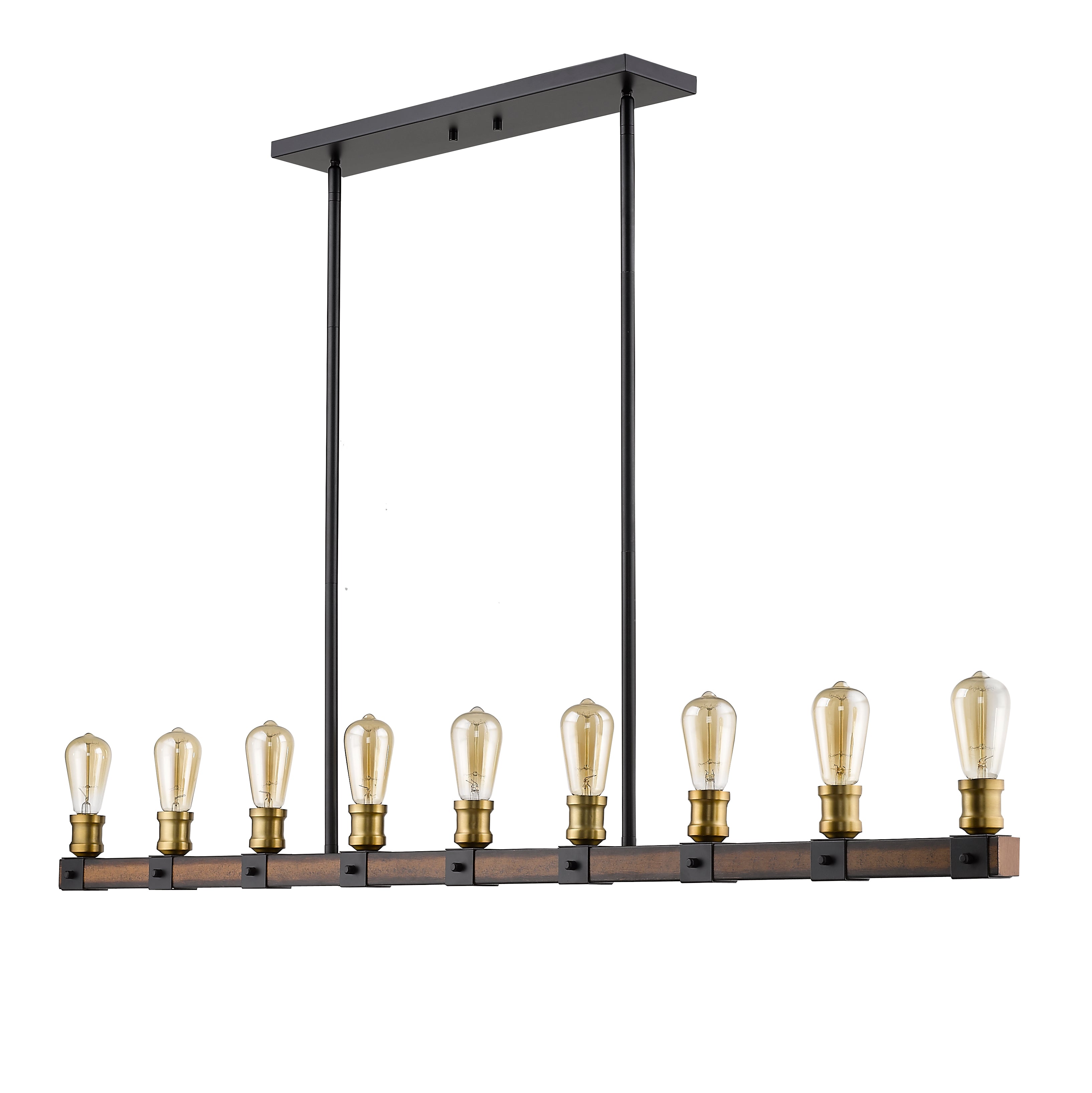 Kirkland 9 Light Linear Chandelier Rustic Mahogany