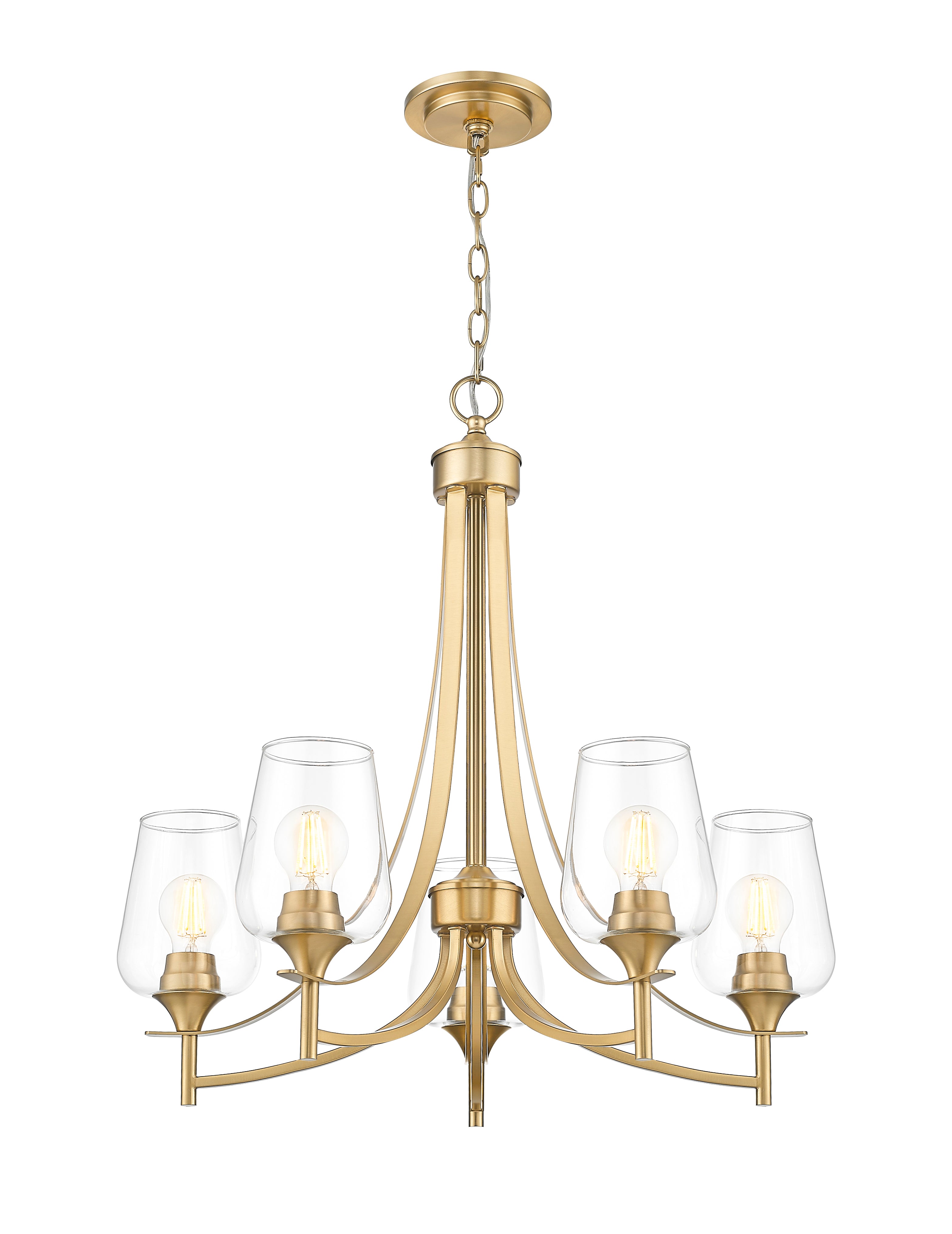 Joliet 5 Light Chandelier Burnished Brass