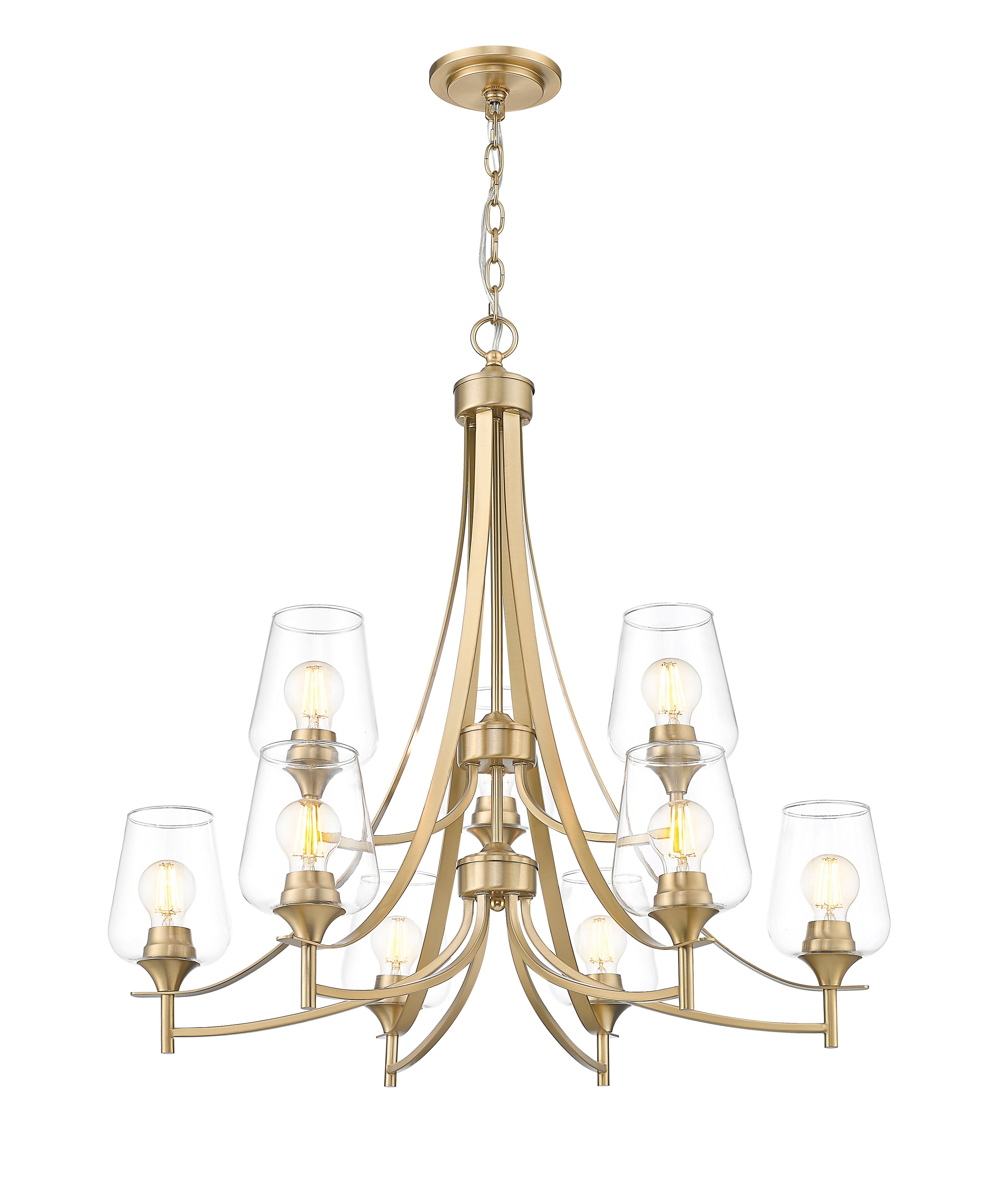 Joliet 9 Light Chandelier Burnished Brass
