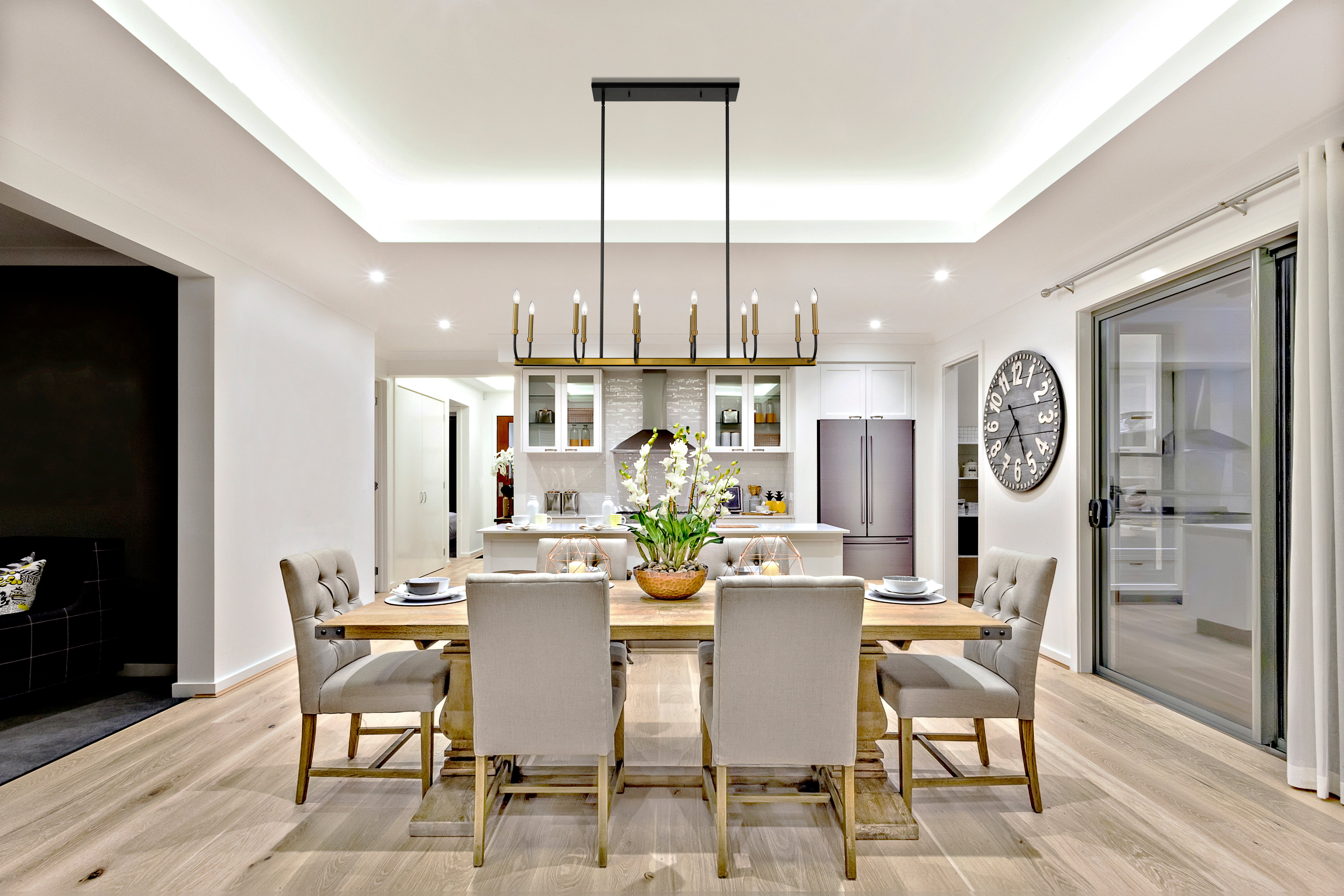 Haylie 12 Light Linear Chandelier Matte Black + Olde Brass