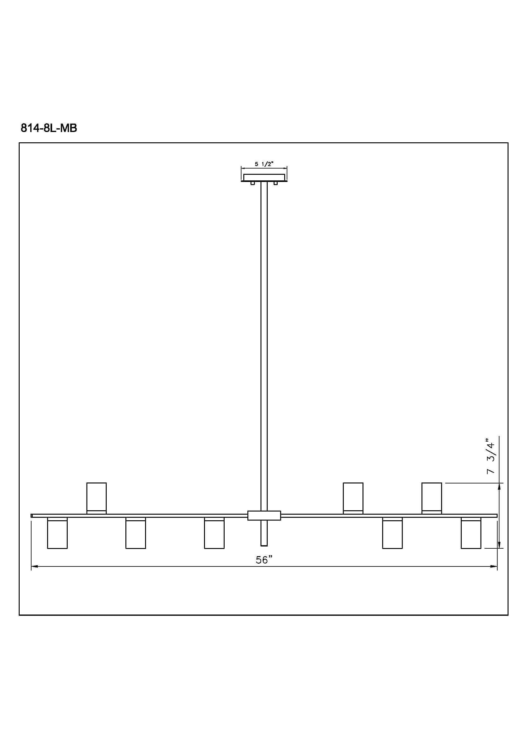 Calumet GU10 8 Light Linear Chandelier Matte Black + Olde Brass