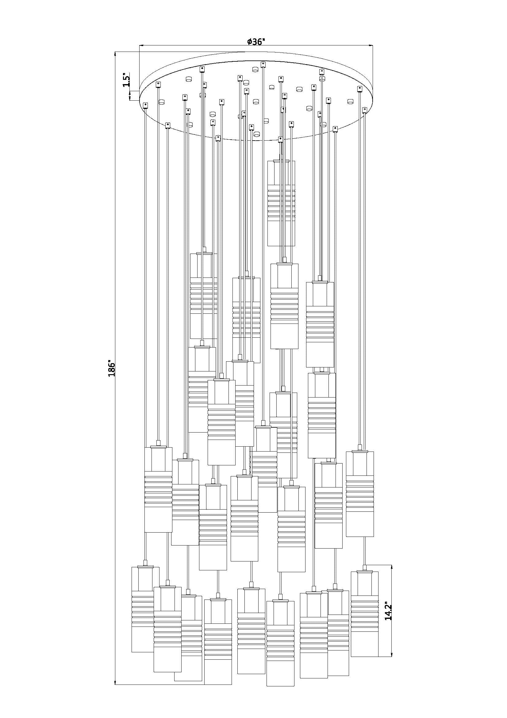 Alton 27 Light Chandelier Matte Black