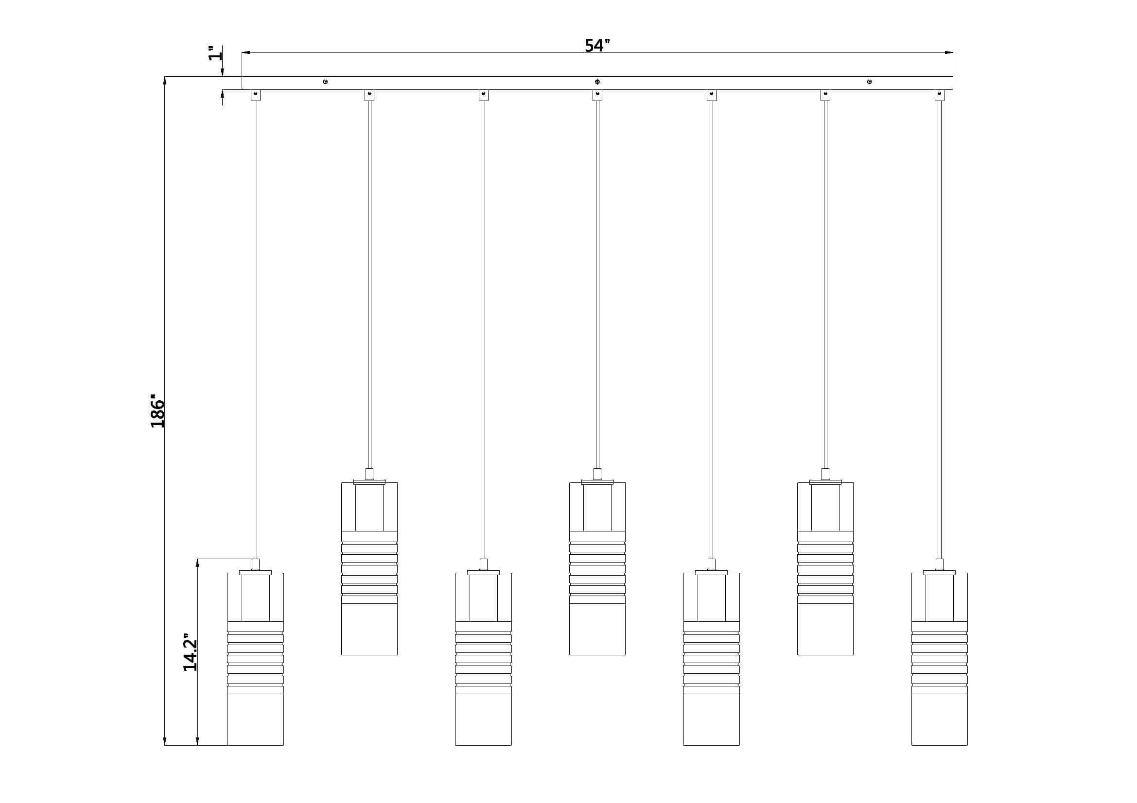 Alton 7 Light Linear Chandelier Brushed Nickel
