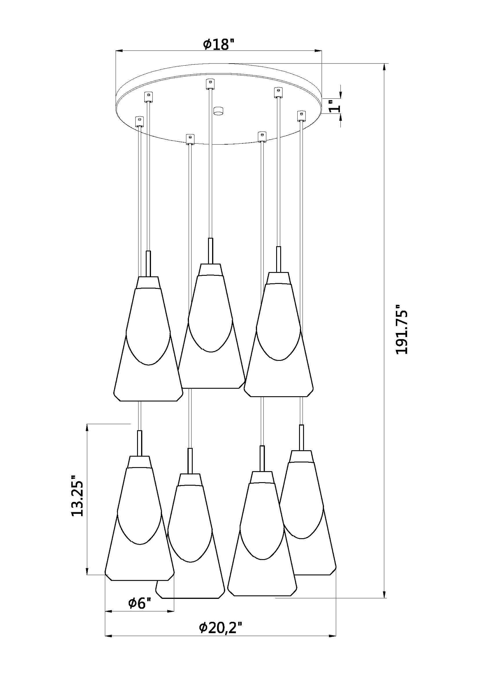 Aimie 7 Light Chandelier Matte Black