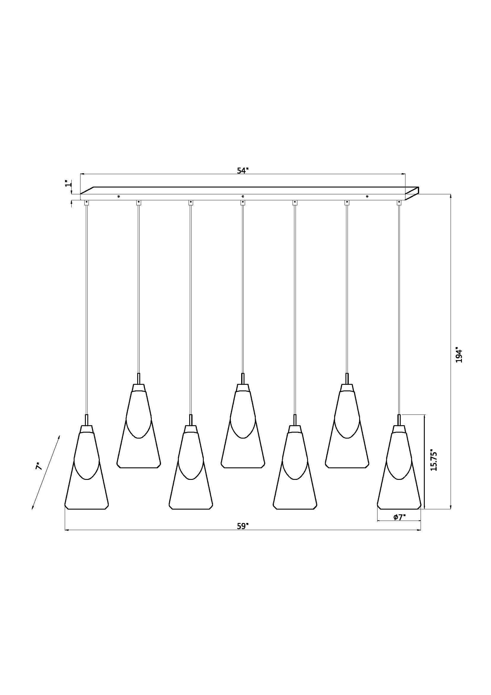 Aimie 7 Light Linear Chandelier Matte Black