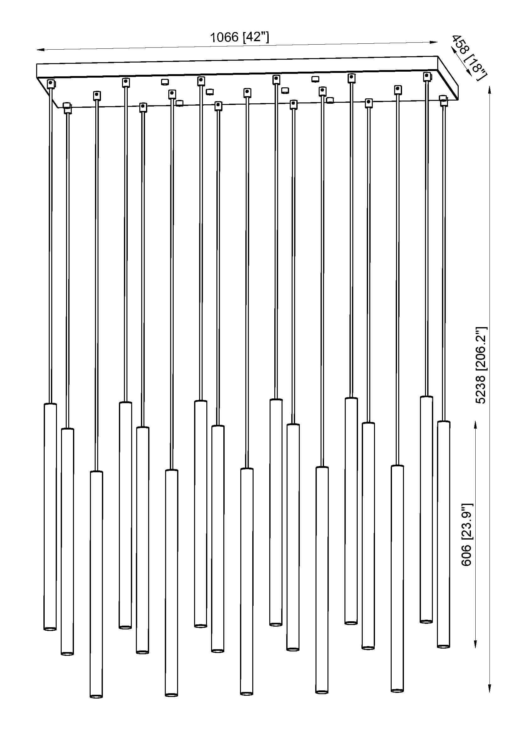 Forest LED 17 Light Linear Chandelier Matte Black