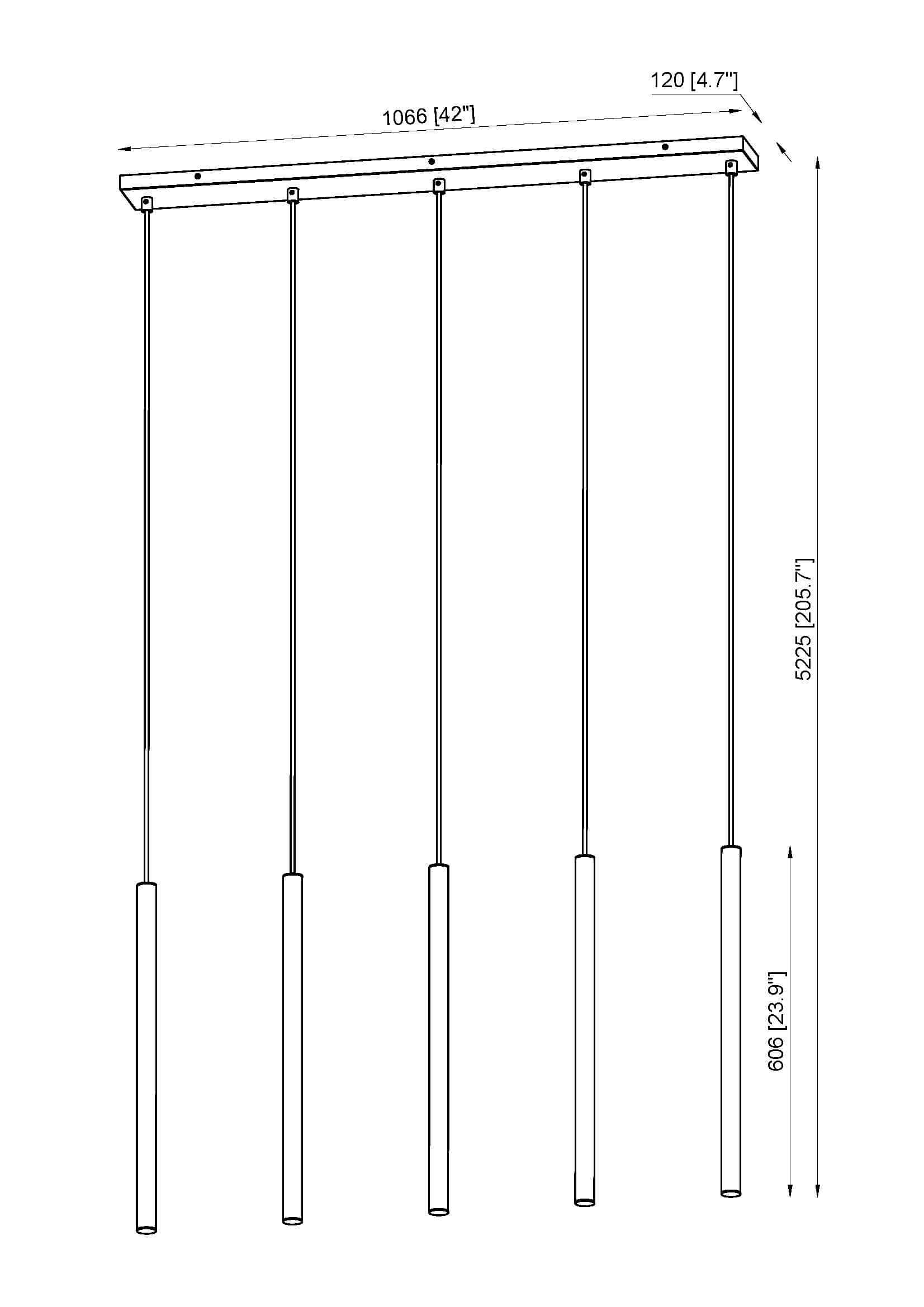 Forest LED 5 Light Linear Chandelier Matte Black