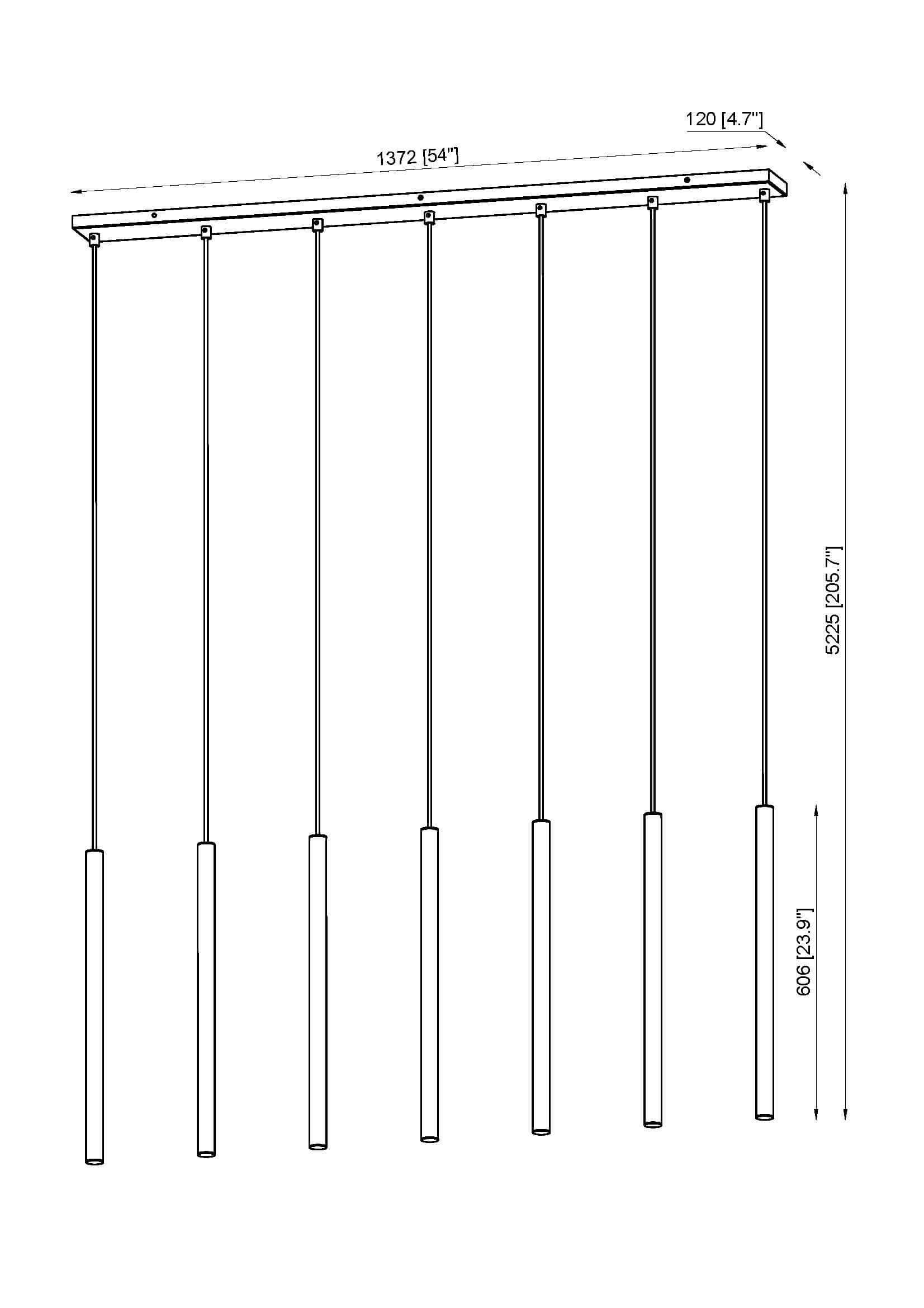 Forest LED 7 Light Linear Chandelier Matte Black