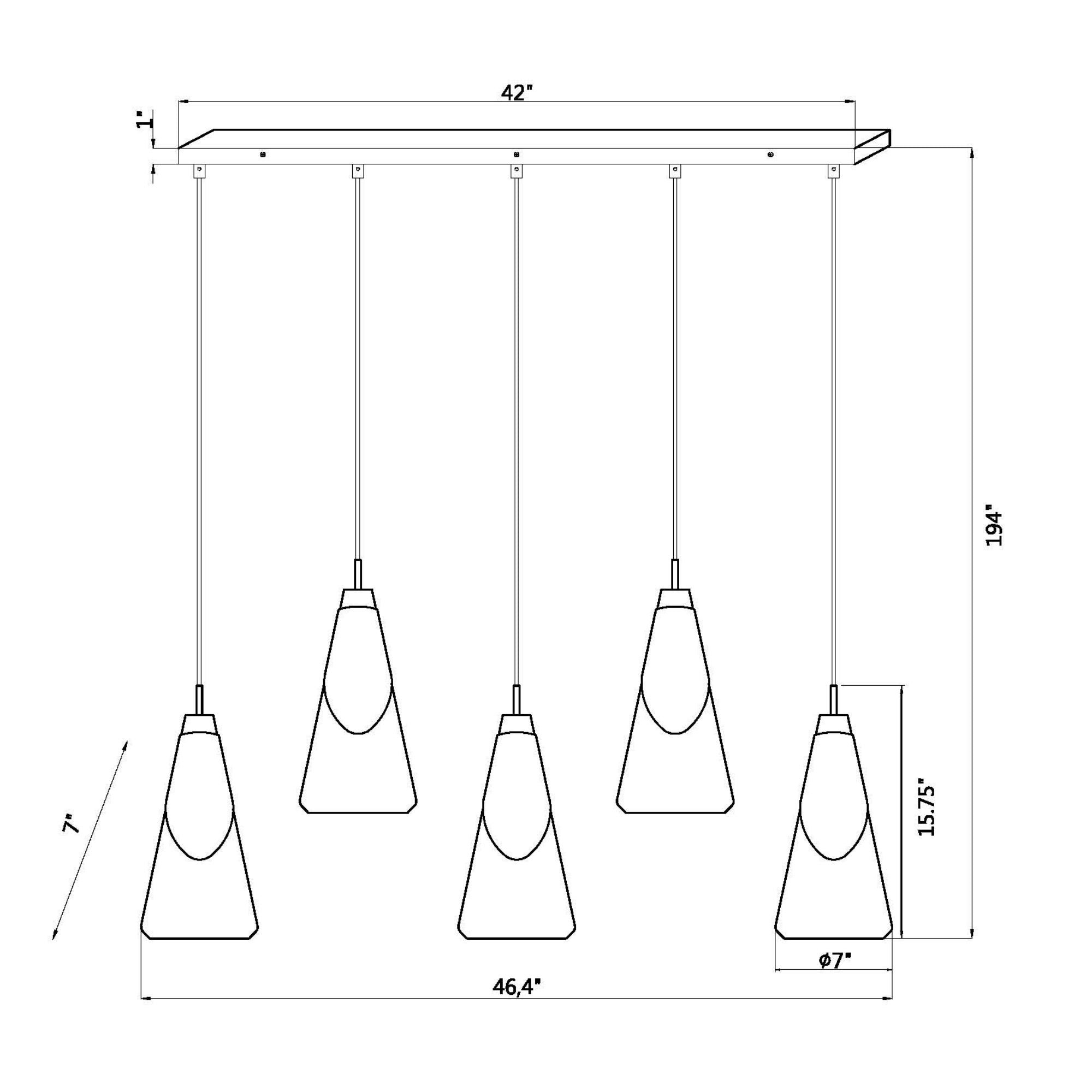 Aimie 5 Light Linear Chandelier Brushed Nickel