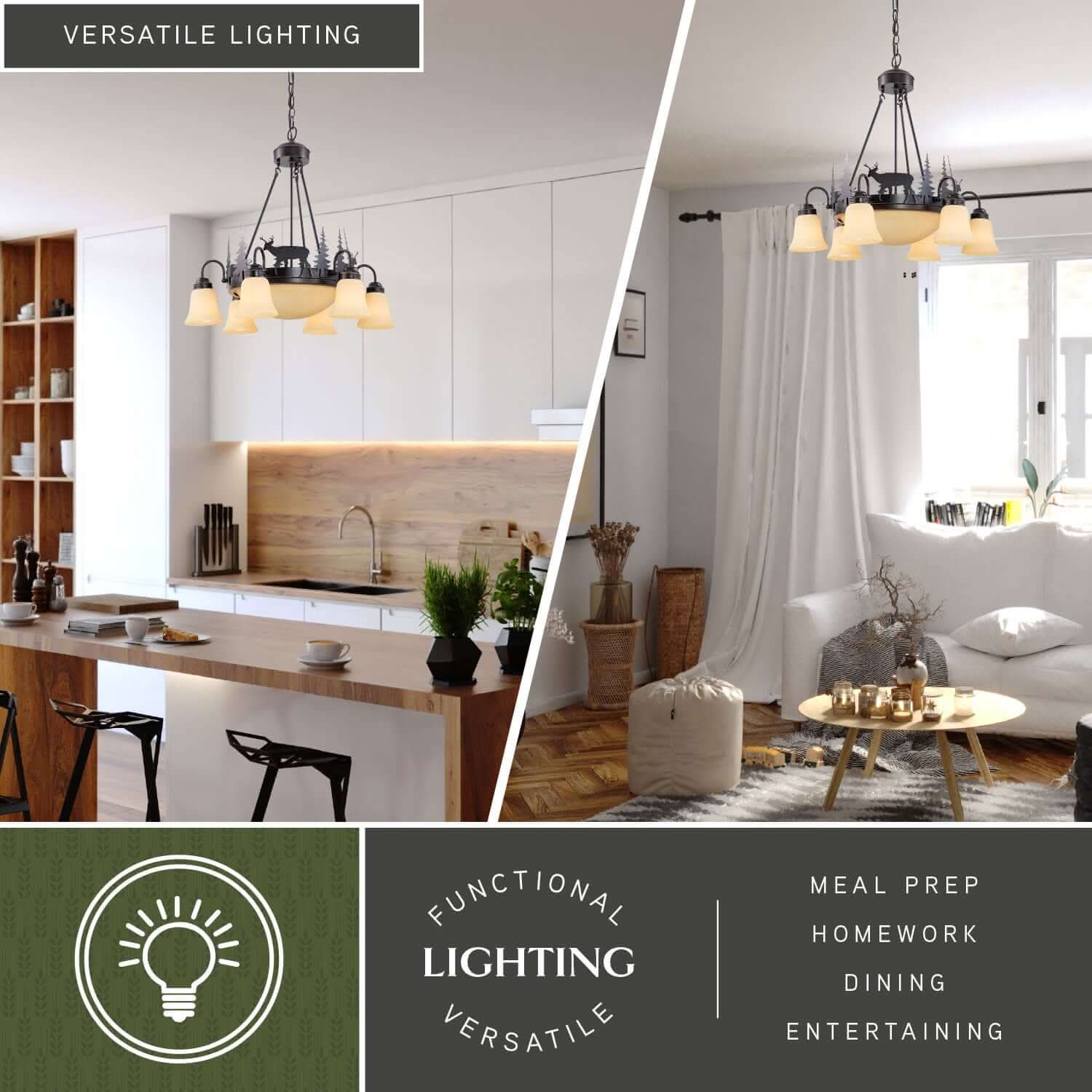 Bryce 9-Light Deer Chandelier
