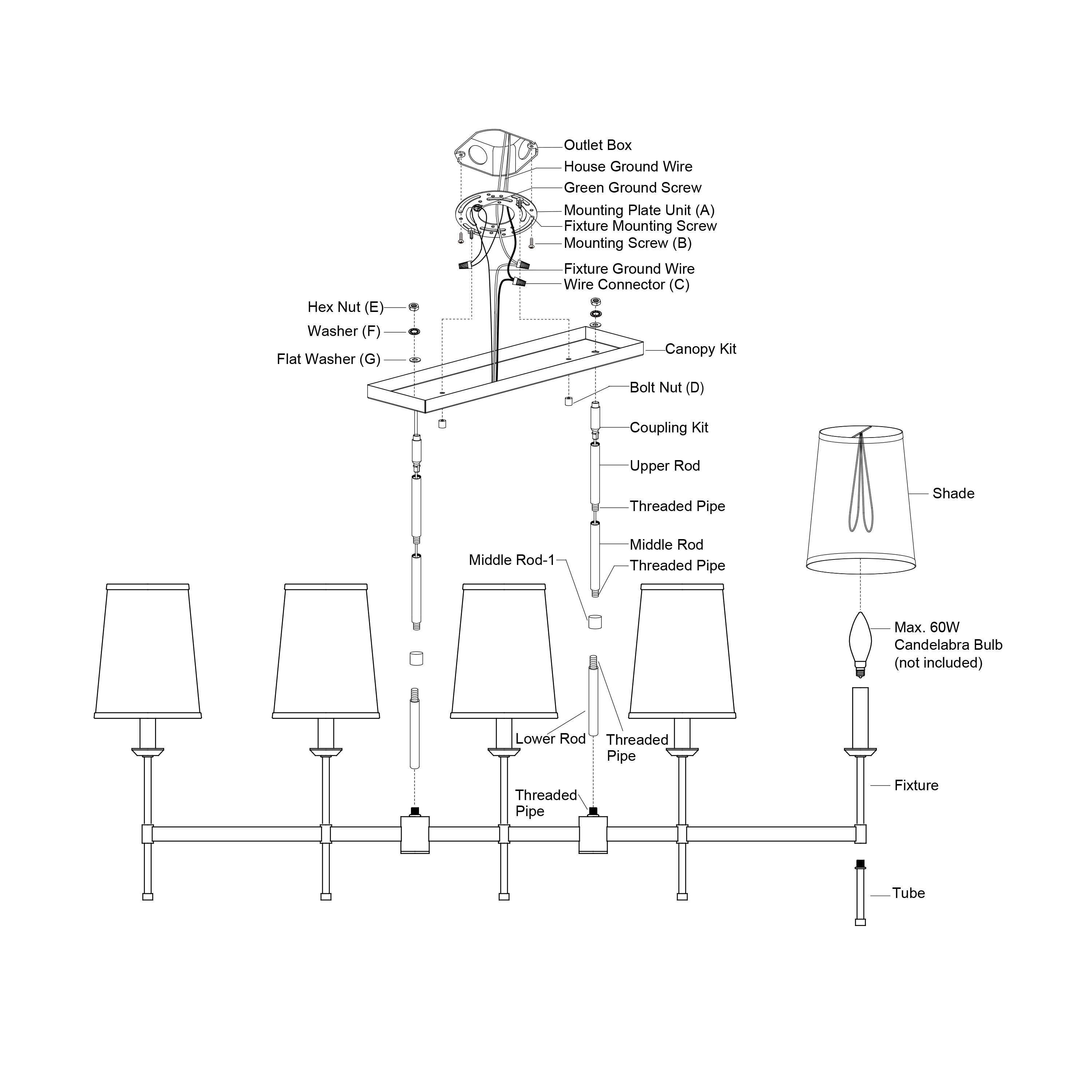 Camden 5-Light Linear Chandelier