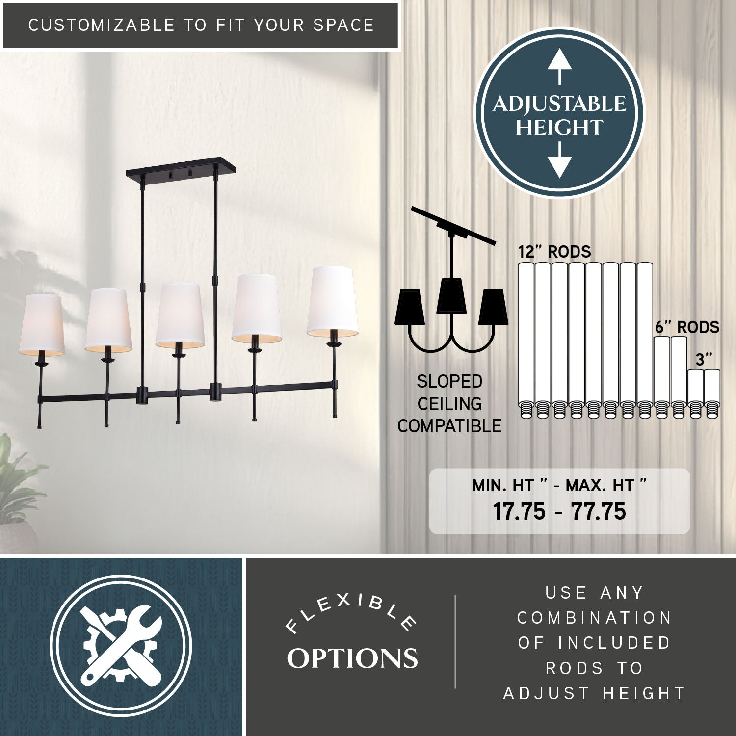 Camden 5-Light Linear Chandelier