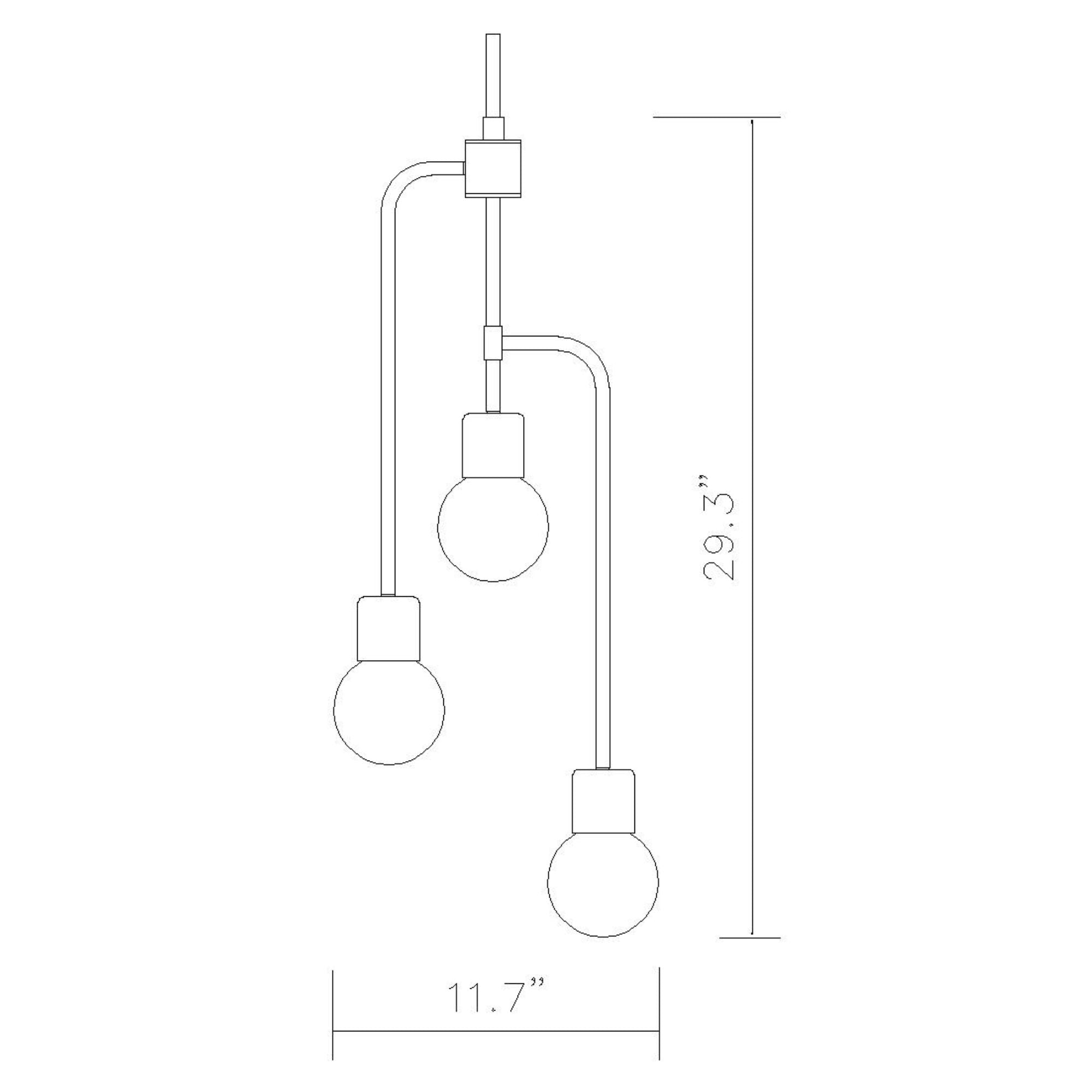 Neutra 3 Light Chandelier Matte Black + Foundry Brass