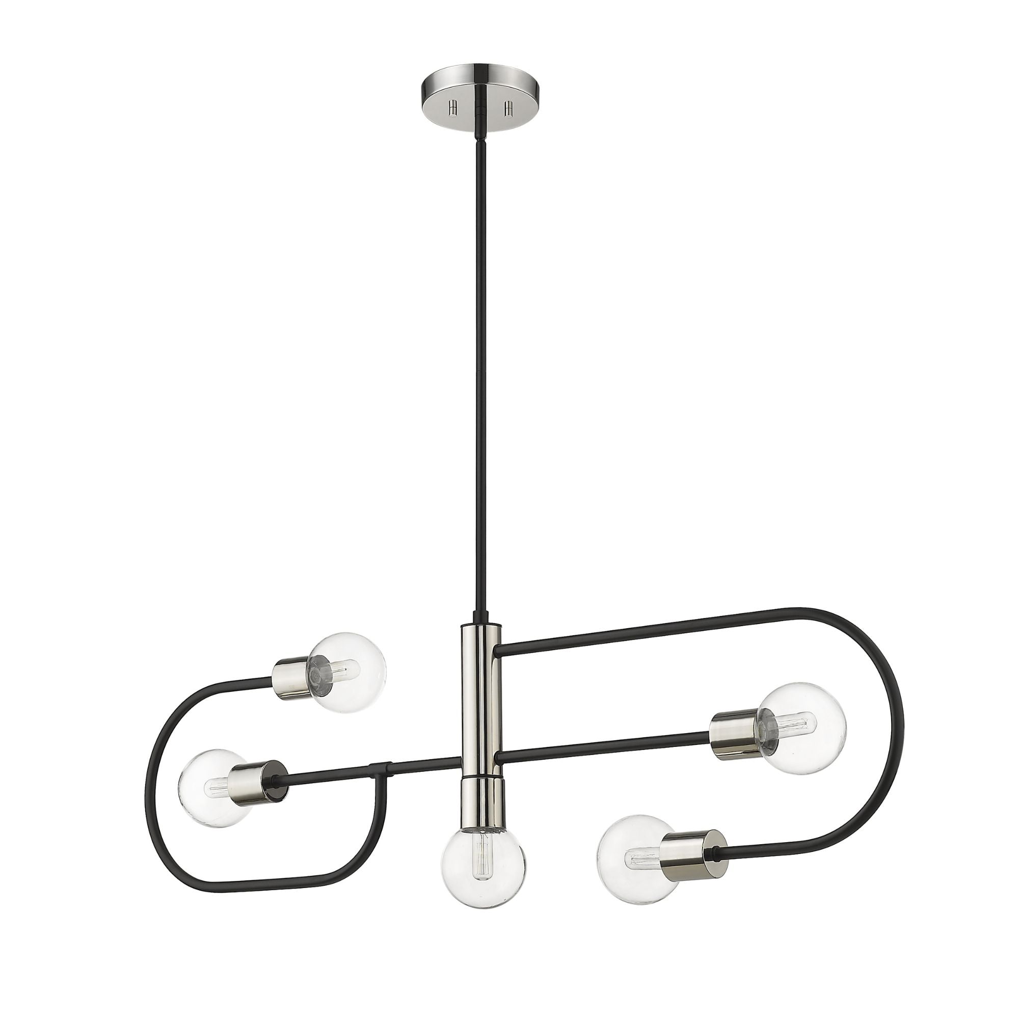 Neutra 5 Light Linear Chandelier Matte Black + Polished Nickel