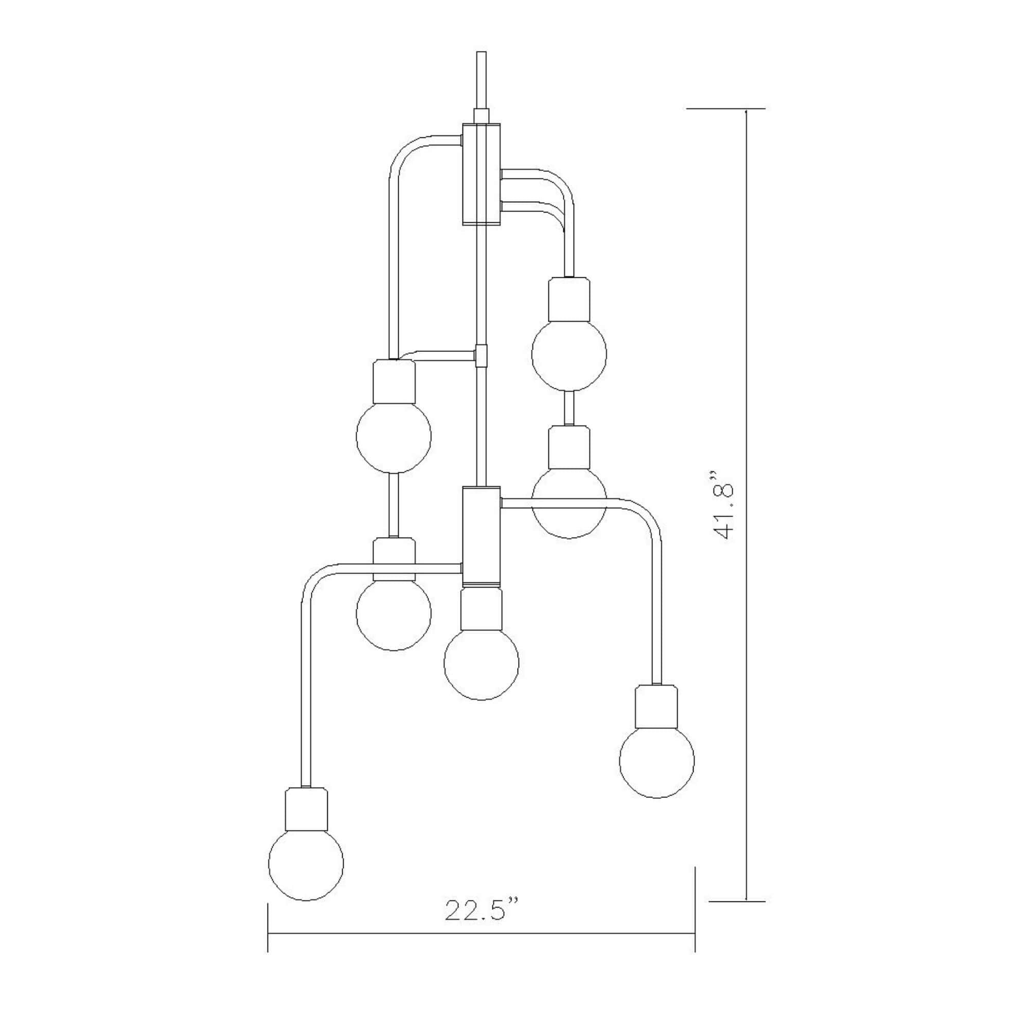 Neutra 7 Light Chandelier Matte Black + Polished Nickel