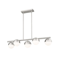 Realm Sphere 5 Light Linear Chandelier Brushed Nickel