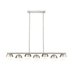 Realm Sphere 7 Light Linear Chandelier Brushed Nickel
