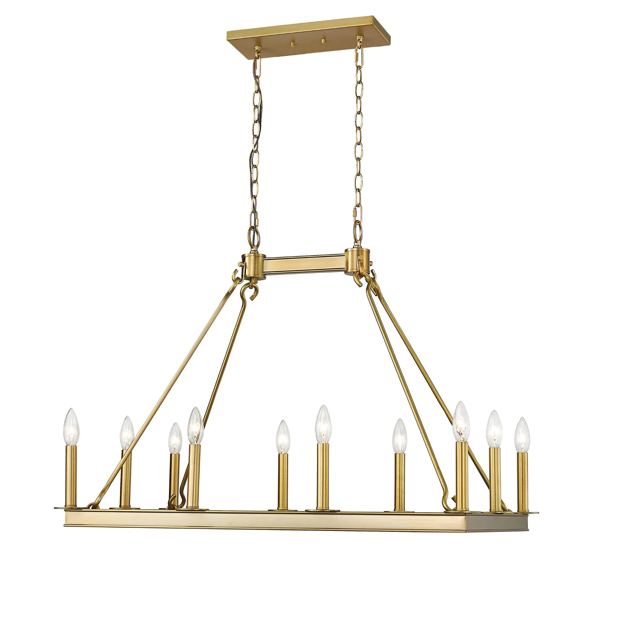 Barclay 10 Light Linear Chandelier Olde Brass